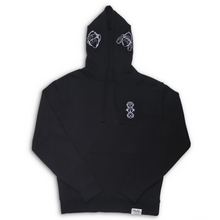 Load image into Gallery viewer, Black 'Deaf, Dumb & Blind' Hoodie with Back Print & Double Embroidered Hood.