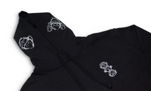 Load image into Gallery viewer, Black 'Deaf, Dumb & Blind' Hoodie with Back Print & Double Embroidered Hood.