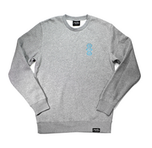Load image into Gallery viewer, Matching Heather Grey Crew Neck Tracksuit with Blue 'Three Wise Monkeys' Embroidery