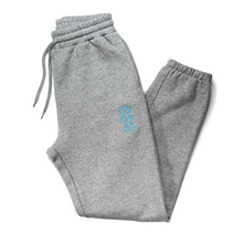 Load image into Gallery viewer, Matching Heather Grey Hooded Tracksuit with Blue 'Three Wise Monkeys' Embroidery