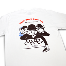 Load image into Gallery viewer, 'Mind Your Business' Backprint - Short Sleeve White Tee