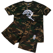 Load image into Gallery viewer, Camo 2 Piece Combo - With large logo 'Three Wise Monkeys' T Shirt