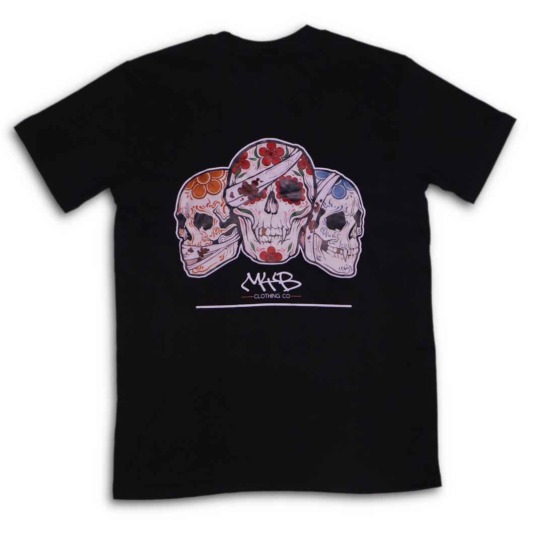 'Day of the Dead' Backprint T Shirt - Black