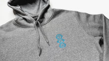 Load image into Gallery viewer, Premium Heather Grey Hoodie with Blue &#39;Three Wise Monkeys&#39; Embroidery
