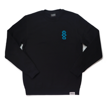Load image into Gallery viewer, Premium Black Crew Neck with Blue &#39;Three Wise Monkeys&#39; Embroidery
