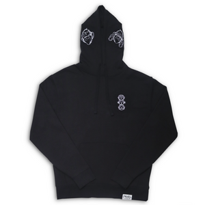 Black 'Deaf, Dumb & Blind' Hoodie with Back Print & Double Embroidered Hood.