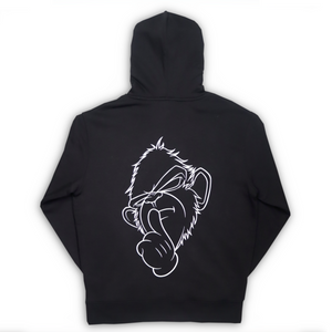 Black 'Deaf, Dumb & Blind' Hoodie with Back Print & Double Embroidered Hood.