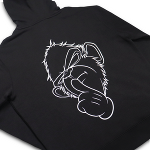 Black 'Deaf, Dumb & Blind' Hoodie with Back Print & Double Embroidered Hood.