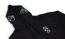 Load image into Gallery viewer, Black &#39;Deaf, Dumb &amp; Blind&#39; Hoodie with Back Print &amp; Double Embroidered Hood.
