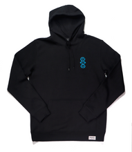 Load image into Gallery viewer, Premium Matching Black Hooded Tracksuit with Blue &#39;Three Wise Monkeys&#39; Embroidery
