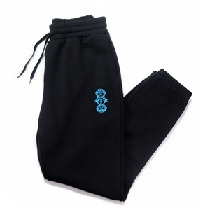 Premium Matching Black Hooded Tracksuit with Blue 'Three Wise Monkeys' Embroidery