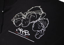 Load image into Gallery viewer, Black Crew Neck with Large Three Wise Monkeys &#39;Shhh&#39; Logo Print
