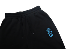 Load image into Gallery viewer, Premium Matching Black Hooded Tracksuit with Blue &#39;Three Wise Monkeys&#39; Embroidery
