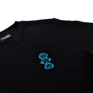 Premium Matching Black Crew Neck Tracksuit with Blue 'Three Wise Monkeys' Embroidery