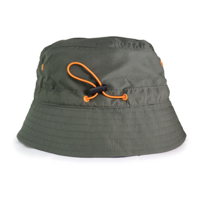 'Crouching Monkey' Embroidered Olive Green Bucket Hat