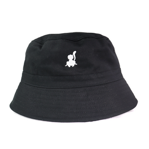 'Crouching Monkey' Embroidered Black Bucket Hat