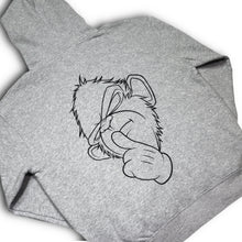 Load image into Gallery viewer, Heather Grey &#39;Deaf, Dumb &amp; Blind&#39; Hoodie with Back Print &amp; Double Embroidered Hood.
