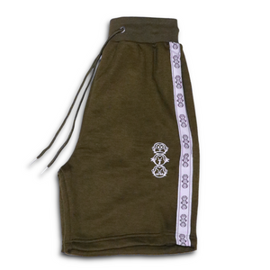 Repeat Logo Tape Zip pocket Jogger Shorts - Olive Green