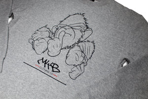 Heather Grey Crew Neck with Large Three Wise Monkeys 'Shhh' Logo Print