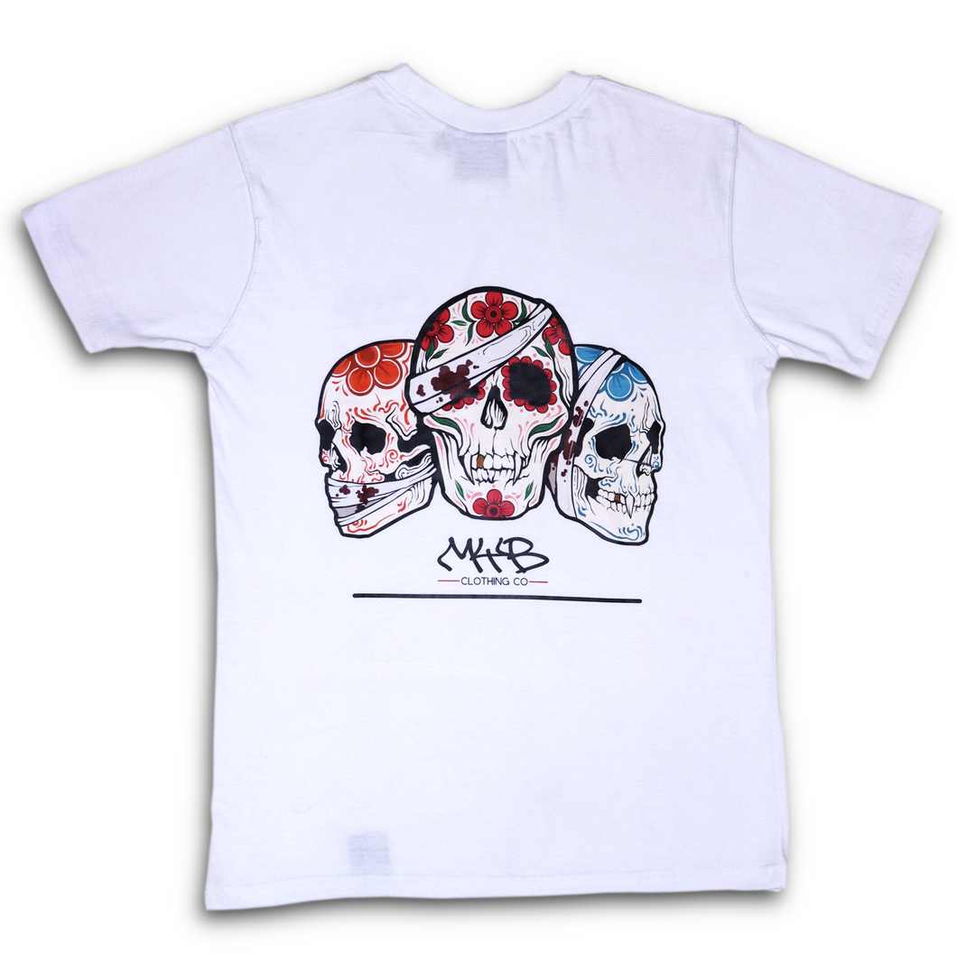 'Day of the Dead' Backprint T Shirt - White
