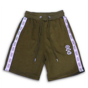 Repeat Logo Tape Zip pocket Jogger Shorts - Olive Green