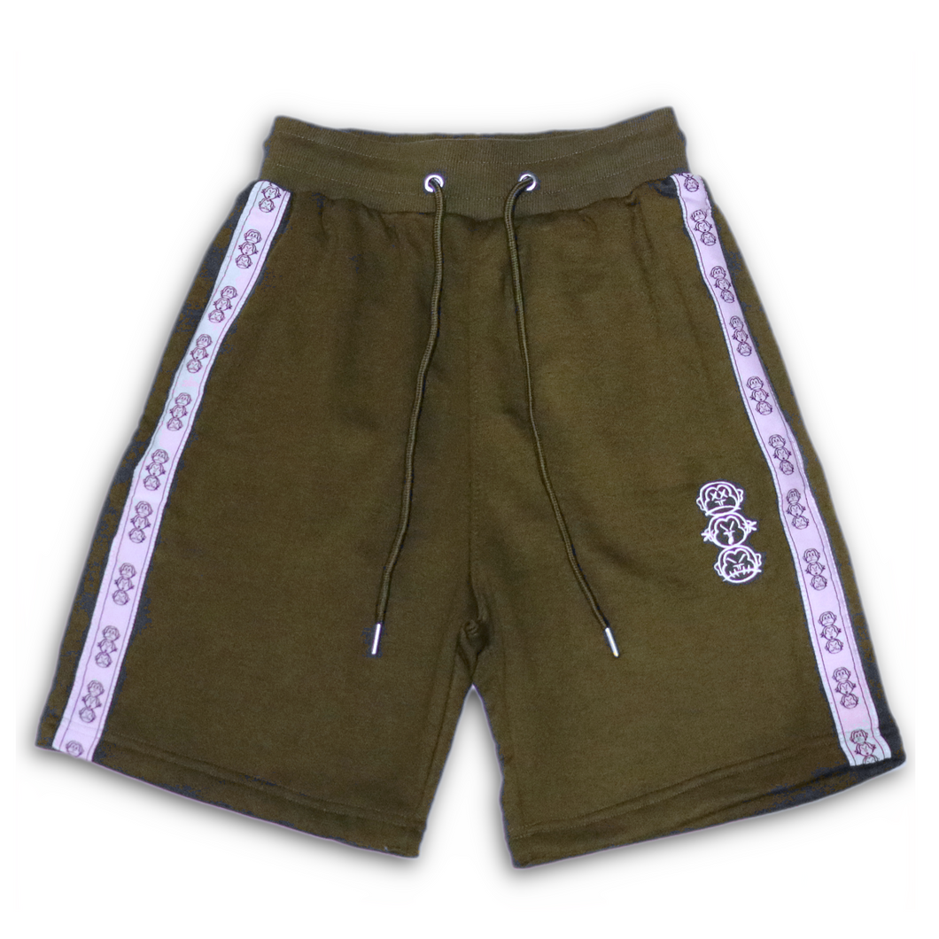 Repeat Logo Tape Zip pocket Jogger Shorts - Olive Green