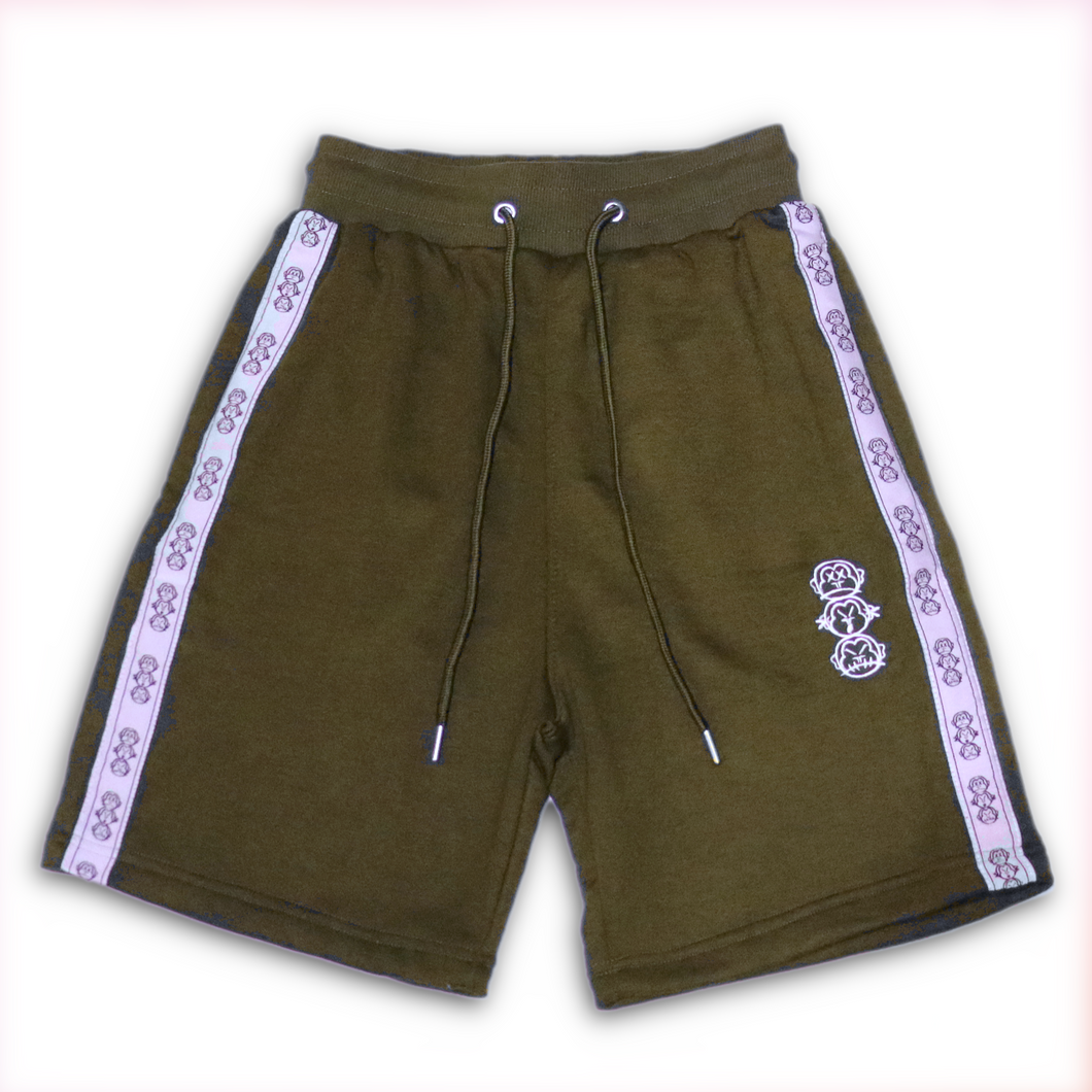 Repeat Logo Tape Zip pocket Jogger Shorts - Olive Green