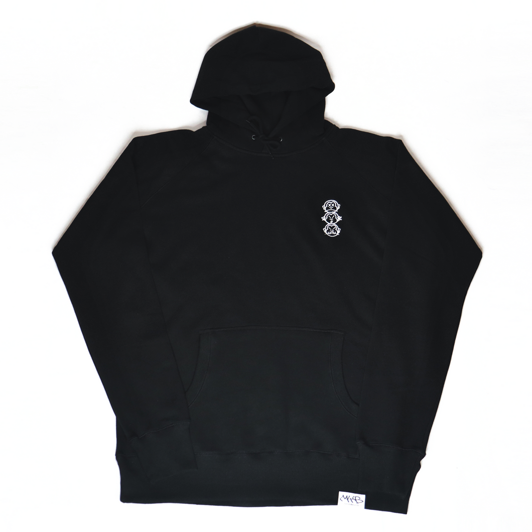 'Three Wise Monkeys' Premium Embroided Black Hoody
