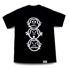 Load image into Gallery viewer, &#39;Three Wise Monkeys&#39; Large Logo - Short Sleeve Black Tee
