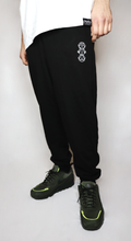 Load image into Gallery viewer, &#39;Three Wise Monkeys&#39; Embroidered Black Joggers

