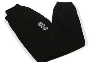'Three Wise Monkeys' Embroidered Crew Neck Tracksuit - Black