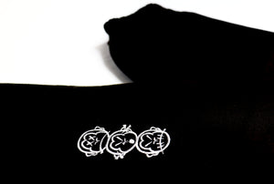 'Three Wise Monkeys' Embroidered Black Joggers