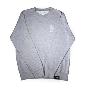 'Three Wise Monkeys' Embroidered Heather Grey Crew Neck - Part of Matching Set
