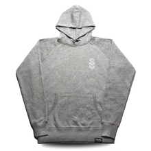 Load image into Gallery viewer, &#39;Three Wise Monkeys&#39; Premium White Embroided Heather Grey Hoody
