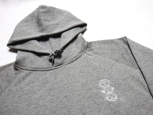 'Three Wise Monkeys' Premium White Embroided Heather Grey Hoody