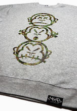 Load image into Gallery viewer, &#39;Three Wise Monkeys&#39; Camo Print - Premium Heather Grey Sweatshirt
