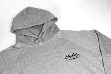 Load image into Gallery viewer, &#39;MYB Handstyle&#39; Embroidered Premium Heather Grey Hoody with &#39;Three Wise Monkeys&#39; Back Print
