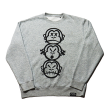 Load image into Gallery viewer, &#39;Three Wise Monkeys&#39; - Large Print - Premium Heather Grey Cotton Sweatshirt
