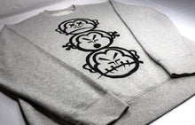Load image into Gallery viewer, &#39;Three Wise Monkeys&#39; - Large Print - Premium Heather Grey Cotton Sweatshirt
