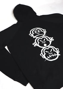 'MYB Handstyle' Embroidered Premium Black Hoody with 'Three Wise Monkeys' BackPrint