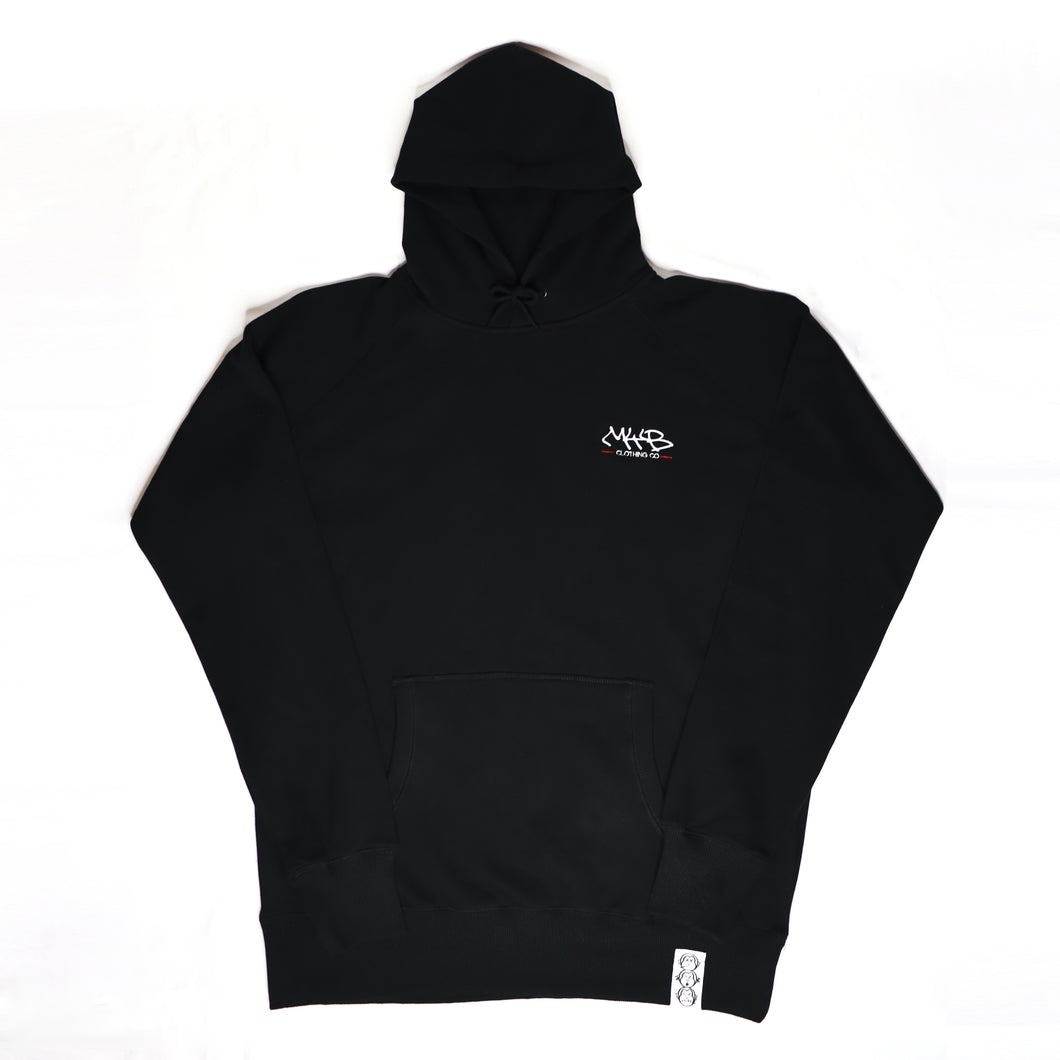 'MYB Handstyle' Embroidered Premium Black Hoody with 'Three Wise Monkeys' BackPrint