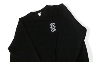 'Three Wise Monkeys' Embroidered Black Crew Neck - Part of Matching Set