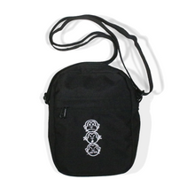 Load image into Gallery viewer, Black &#39;Three Wise Monkeys&#39; Embroidered Flight Bag

