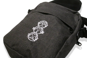 Asphalt Grey 'Three Wise Monkeys' Embroidered Flight Bag