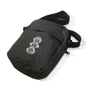 Asphalt Grey 'Three Wise Monkeys' Embroidered Flight Bag