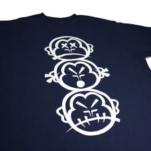 Load image into Gallery viewer, &#39;Three Wise Monkeys&#39; Large Logo - Short Sleeve Navy Blue Tee
