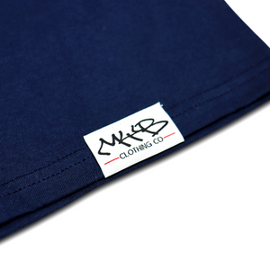 'Three Wise Monkeys' Large Logo - Short Sleeve Navy Blue Tee