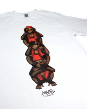 Load image into Gallery viewer, Totem Pole &#39;Three Wise Monkeys&#39; Graphic - Short Sleeve White Tee
