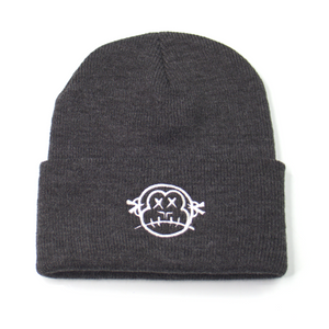 'One Head' Embroidered Charcoal Grey Beanie Hat