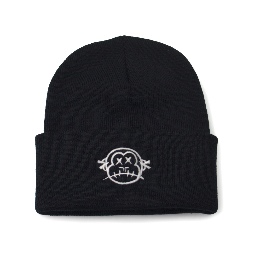 'One Head' Embroidered Black Beanie Hat
